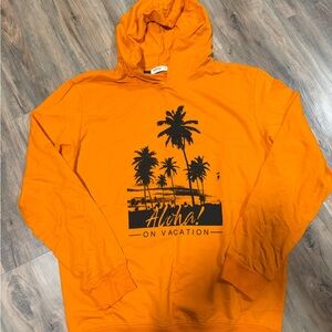 Orange Hoodie with Palm Tree Print